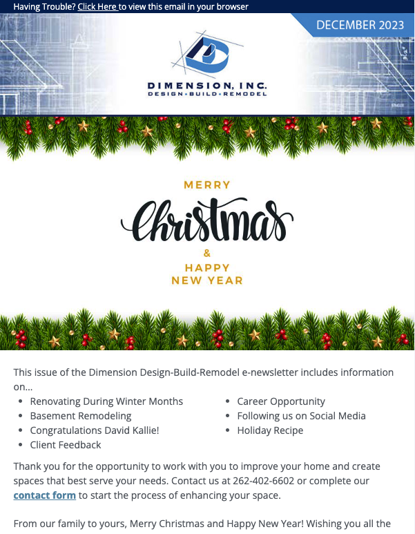 Dimension December 2023 E-Newsletter